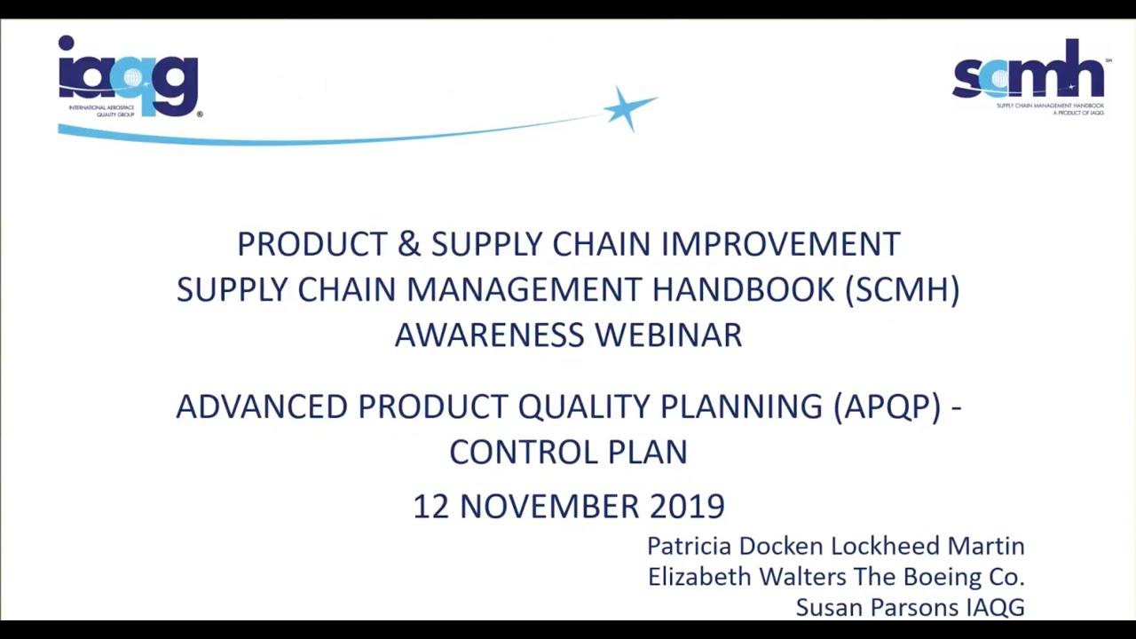 SCMH Awareness Webinar Focused on APQP Control Plan