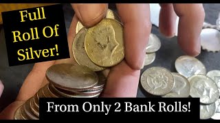 FULL ROLL OF SILVER! Unbelievable Bank Rolls Of Half Dollars!