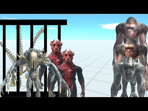 5X PRIMATES TRY TO RESCUE SKELETON FANTASY FROM INFERNALS - ANIMAL REVOLT BATTLE SIMULATOR