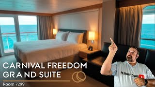 Carnival Freedom Grand Suite 7299 Tour | Balcony, Whirlpool Tub & Full Room Walkthrough
