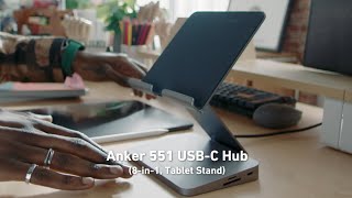 Anker 551 8-in-1 USB-C Hub en iPad / Tablet Houder Grijs Kabels