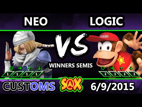 S@X 101 Customs - Neo (Sheik) Vs. VGBC | Logic (Diddy Kong) SSB4 WS - Smash Wii U - Smash 4