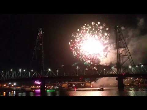 Fireworks on the Willamette River for the 2017  Rose Festival
