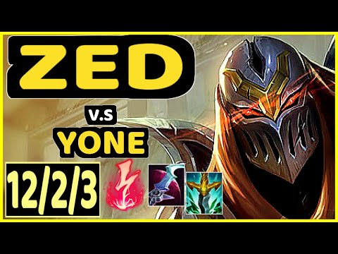 ZED vs YONE - 12/2/3 KDA MID GAMEPLAY - EUW Ranked MASTER