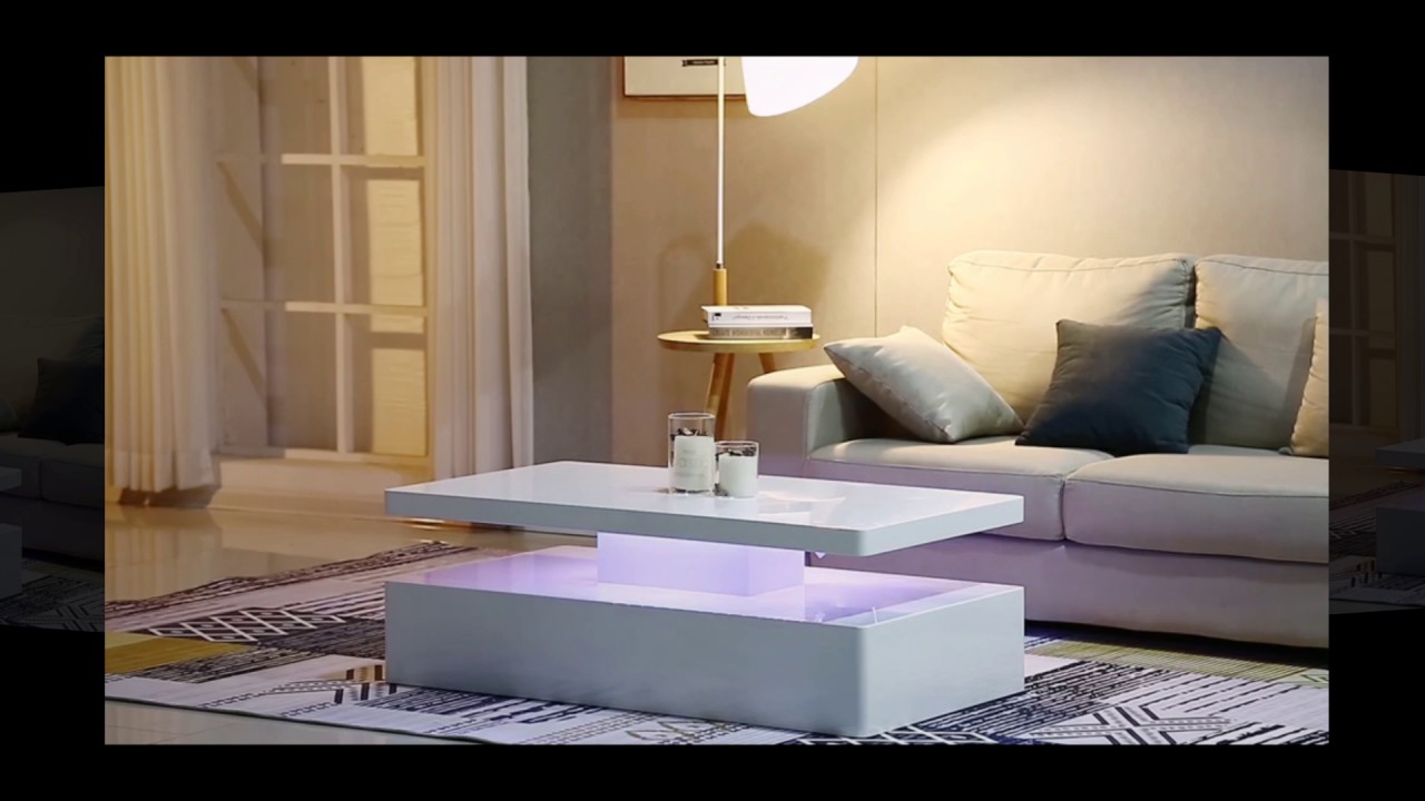 Watch video Quinton Modern Coffee Table In White High Gloss With LED lig Now Quinton Modern Coffee Table In White High Gloss With LED lig