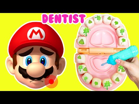 Super Mario Bros Mario Goes to Dentist & Learns to Brush His Teeth | Brushing Teeth For Kids Video