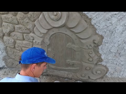 оформление цоколя ,как сделать двери из арт бетона для гномика..фильм 26
