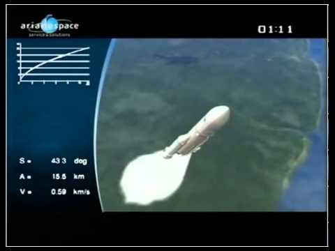Vol V197 Ariane 5 ECA, Eutelsat W3B +  BSAT-3b - decollage takeoff liftoff