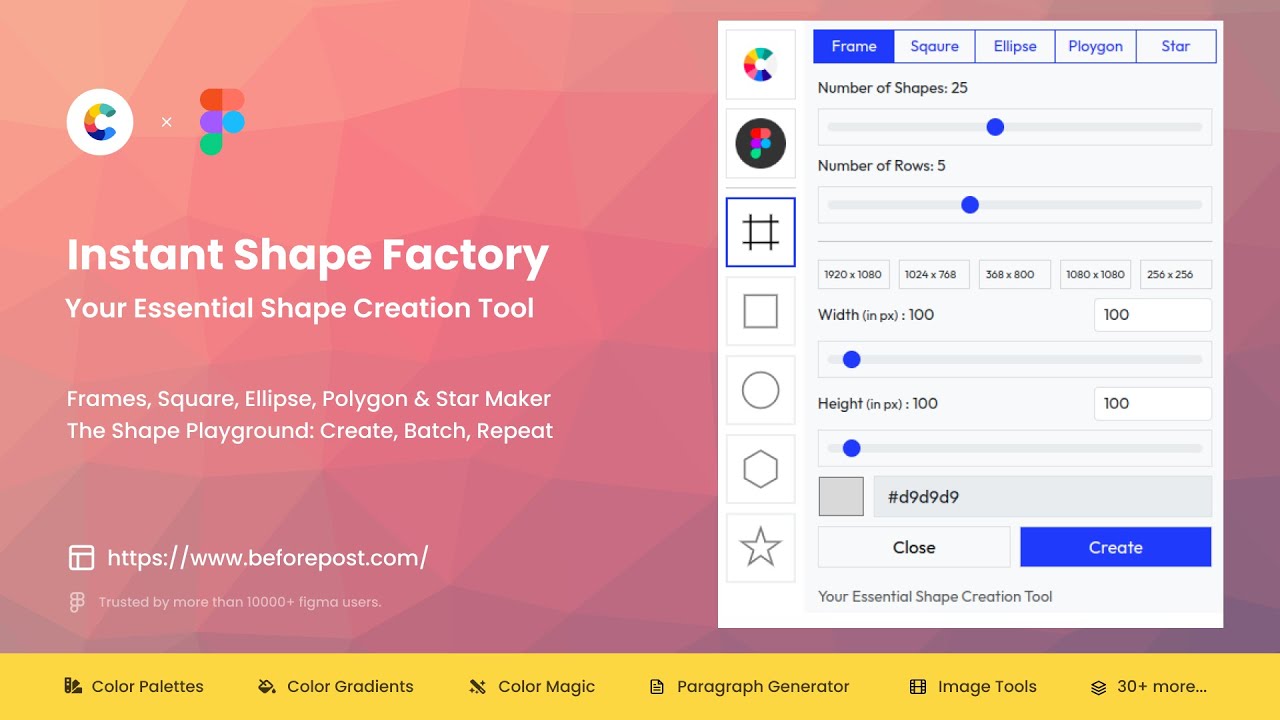 Figma Frames & Shapes Bulk Creator: A Plugin for Efficient Design Workflow - Instant Shape Factory