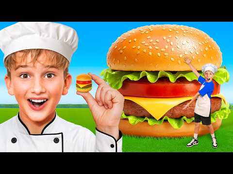 Cooking GIANT vs TINY Food Challenge!