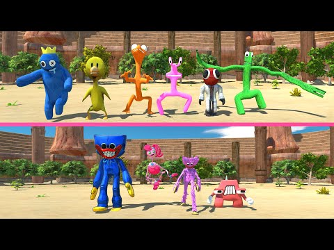 Which Team Will Win? Rainbow Friends vs Huggy Wuggy - Animal Revolt Battle Simulator