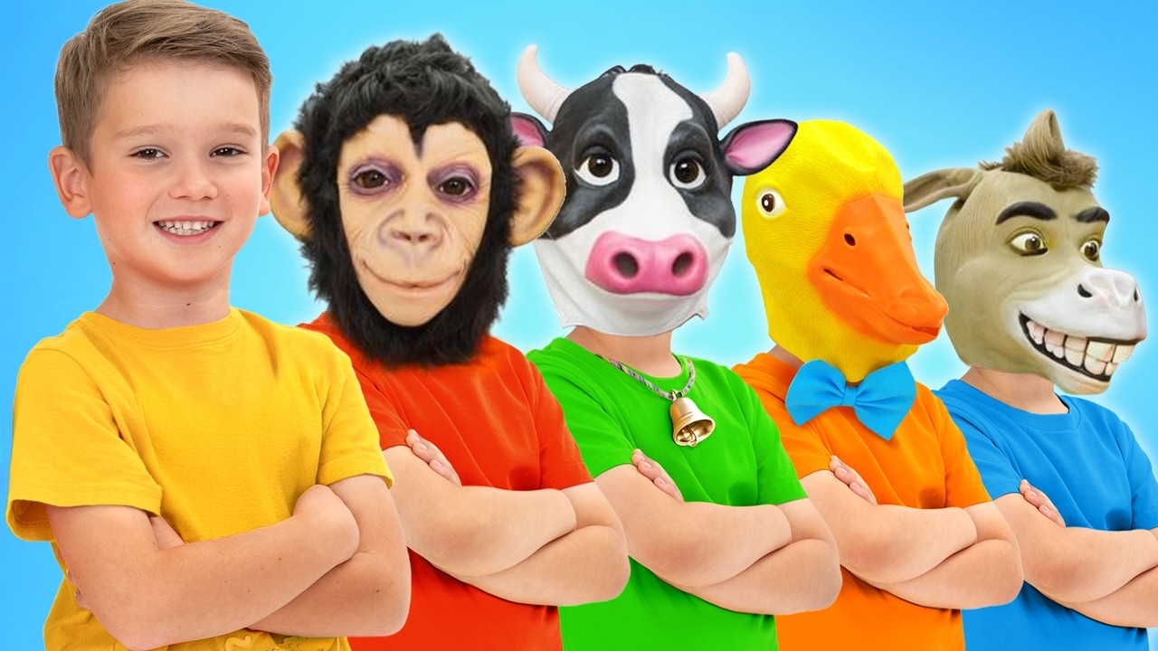 Hide and Seek with Animal Masks - Funny stories for kids