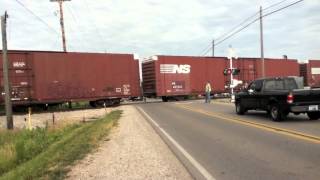 preview picture of video 'CN at Sterns Rd, New Crossings with No Gates YET! (Railroad Crossing, June 24, 2012)'