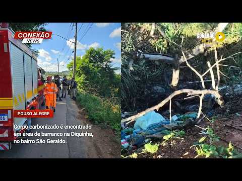 Vídeo: Corpo carbonizado é encontrado em área de barranco na Diquinha, no bairro São Geraldo.