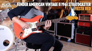 Video thumbnail for No Talking...Just Tones | Fender American Vintage II 1961 Stratocaster | Fiesta Red by Peach Guitars