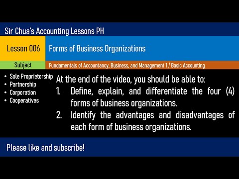 Lesson 006 - Forms of Business Organizations