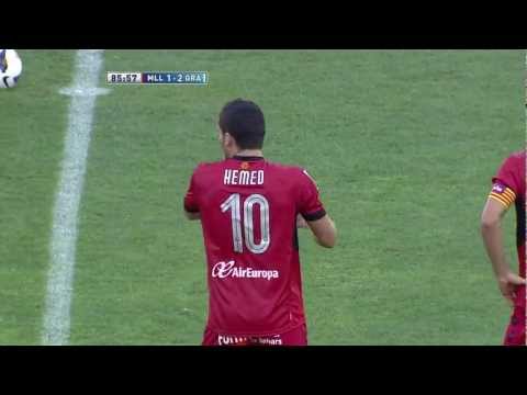 Gol de Hemed de cabeza (1-2) en el RCD Mallorca - Granada CF