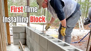 FIRST TIME installing cement BLOCK wall. Learn from my MISTAKES. WINNI