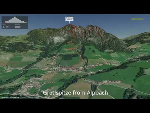 Gratlspitze from Alpbach ∆ hiking trails ∆ 3d-trail.com/austria/