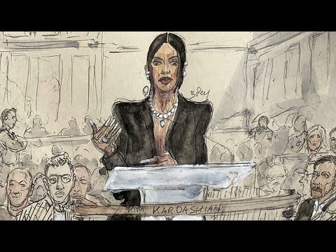 Court sketches of Kim Kardashian testifying in Paris court | AFP