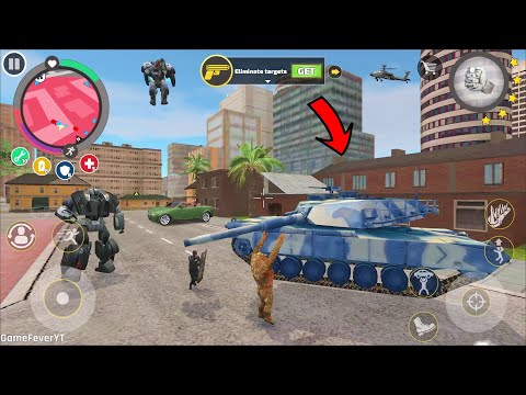 Rope Hero Vice Town (Stone Giant Throw Army Tank) Mutant Man Fight Police CAR - Android Gameplay HD