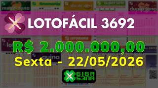 Resultado da Lotofácil 3692, Sexta-feira, 22/05/2026