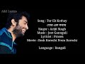 Tor Ek Kothay Full Song With Lyrics By Arijit Singh Bangali Language