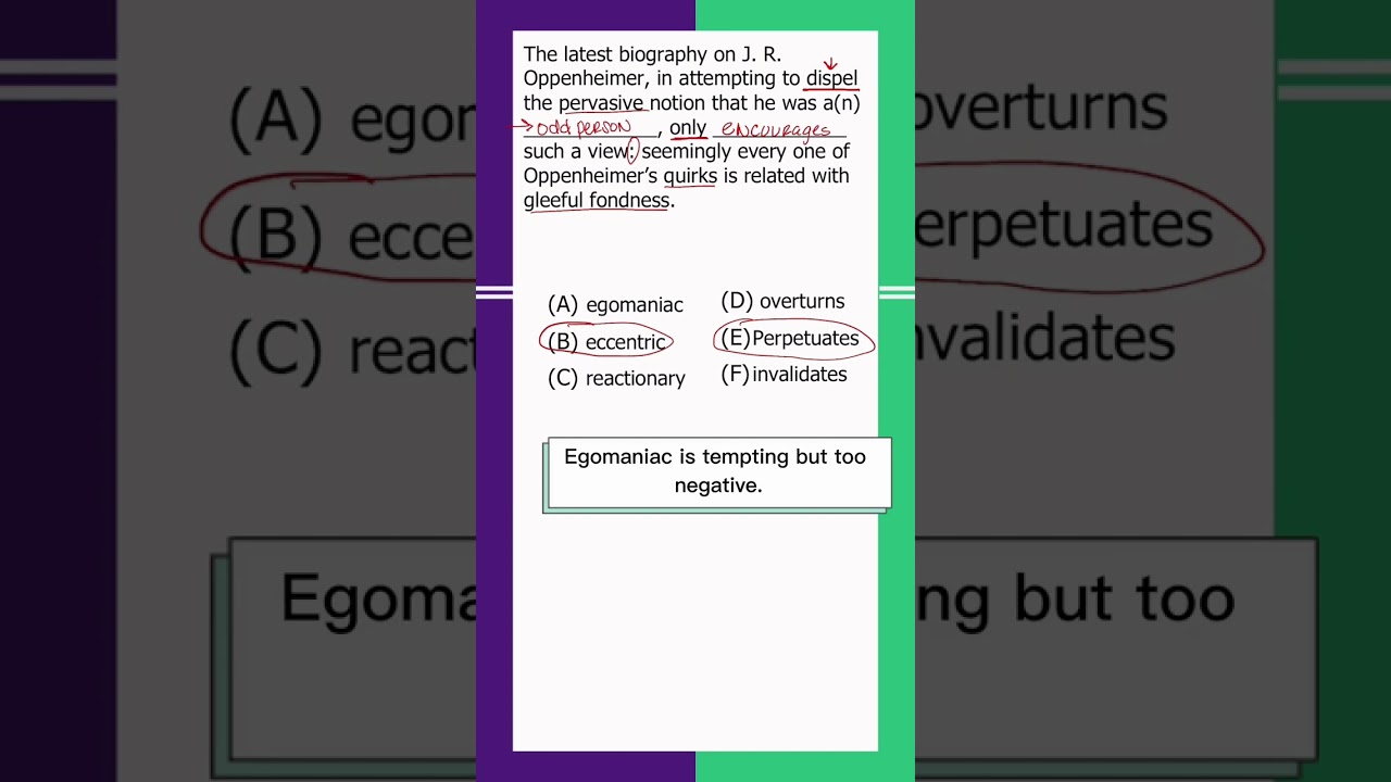 GRE sentence equivalence question part 2! Find out if you answered this question correctly! #shorts