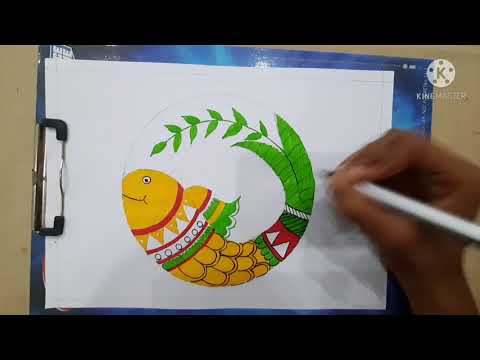 Madhubani painting made by Ojasvi Verma age 12 years