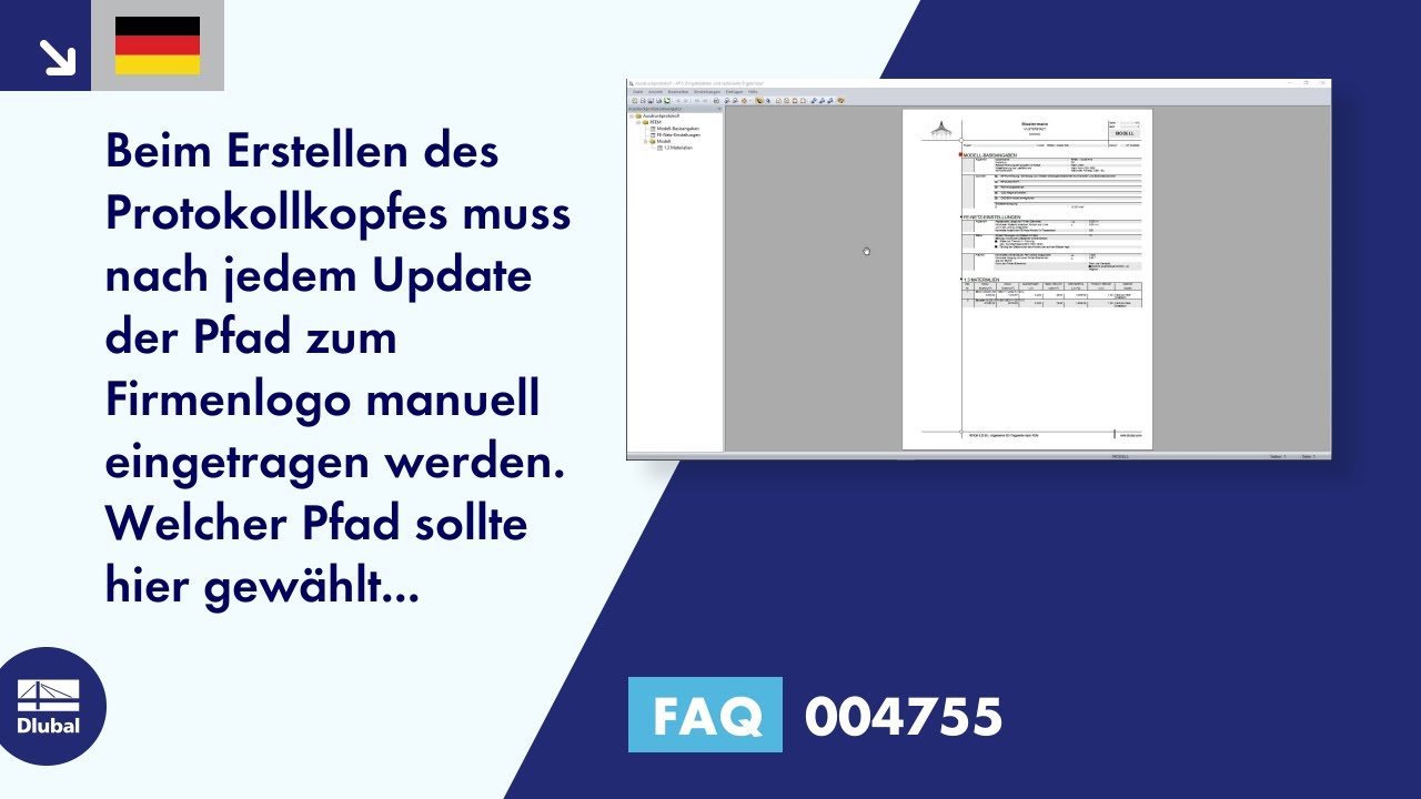 FAQ 004755 | Beim Erstellen des Protokollkopfes muss nach jedem Update der Pfad zum Firmenlogo ma...