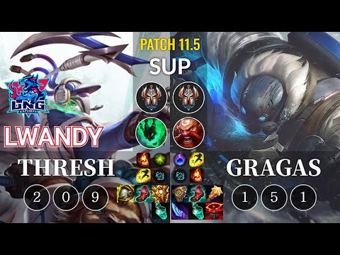 LNG lwandy Thresh vs Gragas Sup - KR Patch 11.5