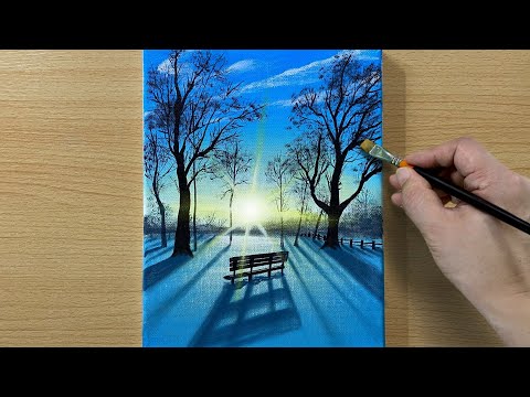 Snowy Morning / Acrylic Painting for Beginners / STEP by STEP #183 / 눈내린 아침 아크릴화