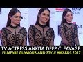 TV Actress Ankita Lokhande Deep Cleavage Show At Filmfare Glamour And Style Awards 2017