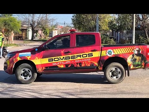 Bomberos de Quitilipi Chaco escoltando caravana religiosa