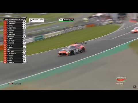 Brands Hatch GT3 crash- Car goes over the barrier (driver ok)