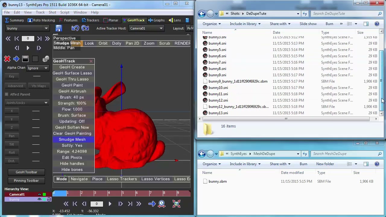 Mesh Deduplication in SynthEyes Boris FX