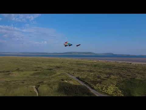 DJI0543 Spirit of Air Super Sled kite being filmed with my DJI Mini 4K drone at Pembrey Country Park