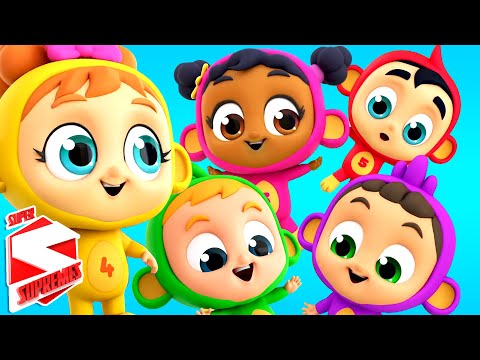 Five Little Monkeys | Monkey Song | Nursery Rhymes For Babies | Kids Songs with Super Supremes