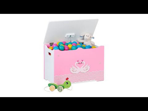 Spielzeugtruhe mit Schwanenherz-Motiv Pink - Weiß - Holzwerkstoff - 60 x 40 x 34 cm
