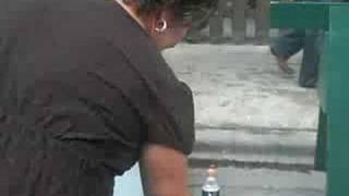 young kid dancing outside of cubs game