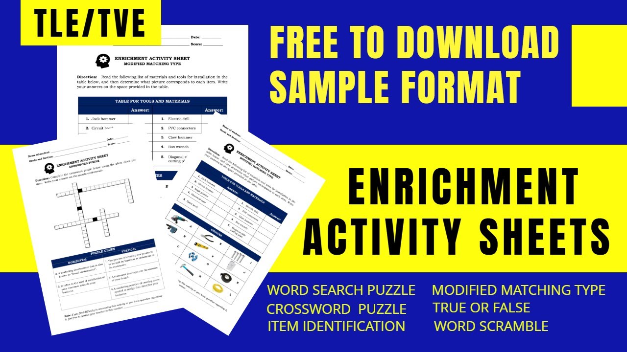 Enrichment/Learning Activity Sheets (Download Free)