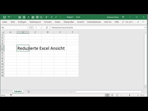 Excel  reduzierte Seite Ansicht mit Rand ohne Spalten und Zeilen