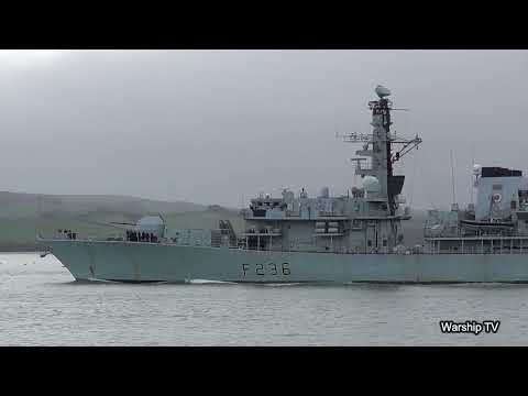 HMS MONTROSE F236 DEPARTS DEVONPORT NAVAL BASE AT NORTH CORNER PONTOON 20-2-23