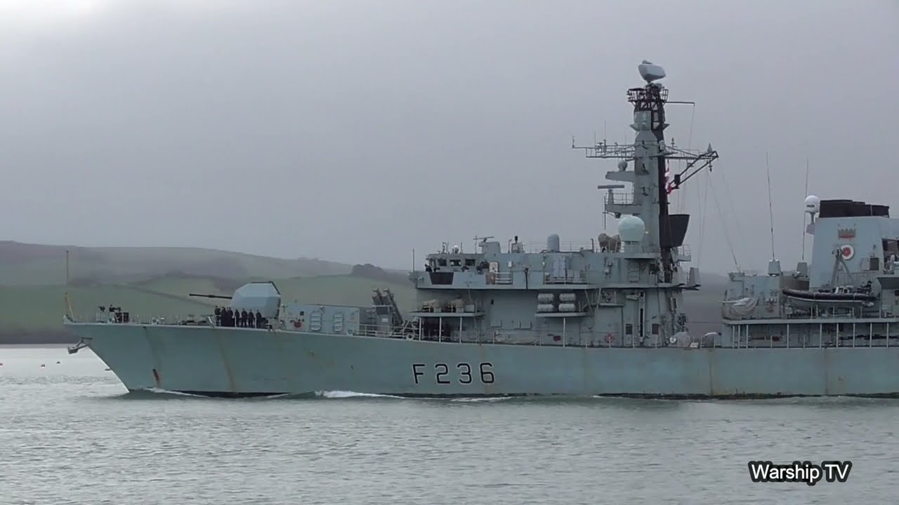 HMS MONTROSE F236 DEPARTS DEVONPORT NAVAL BASE AT NORTH CORNER PONTOON 20-2-23