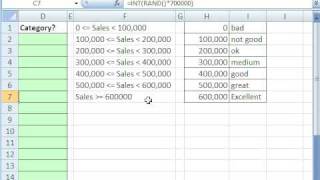 Excel Magic Trick 426: VLOOKUP to Assign Category To A Sales Number