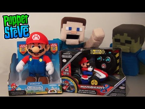 World of Nintendo Mario Kart 8 RC Racer, Jumping Mario JAKKS Toy Unboxing Review (PUPPET STEVE)