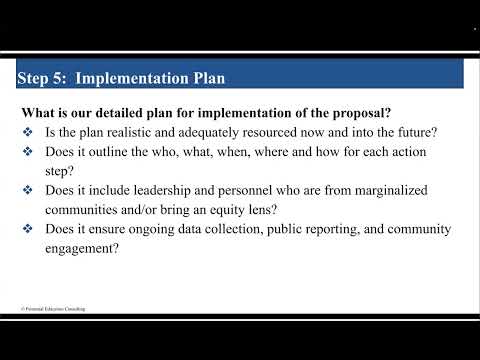 PDMT Step #5: Implementation Plan