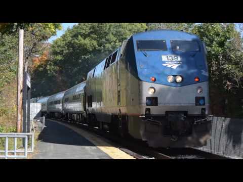 FAST!! Amtrak 449 Shooting Thru Wellesley Square Staiton 10/12/16 (Play at 1080p60)