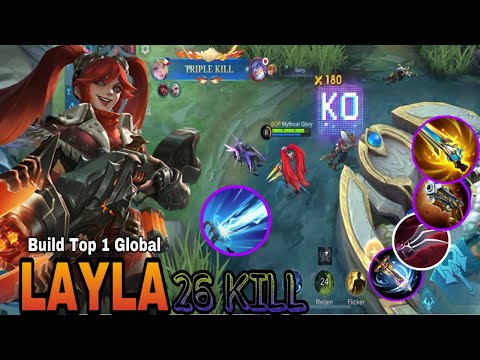 26 Kills + MANIAC!! Monster Layla Late Game Full Damage Build!! - Build Top 1 Global Layla ~ MLBB