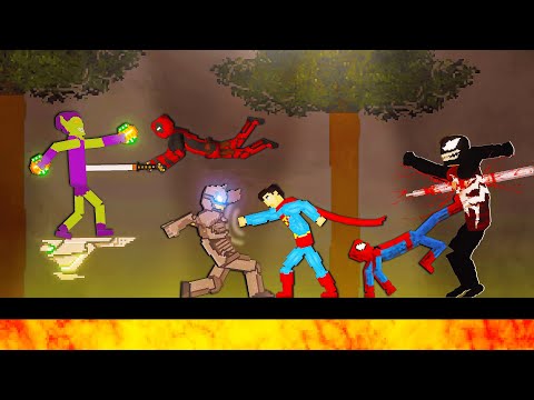 Spider-Man Superman and Deadpool vs Enemies on Spike Map in People Playground